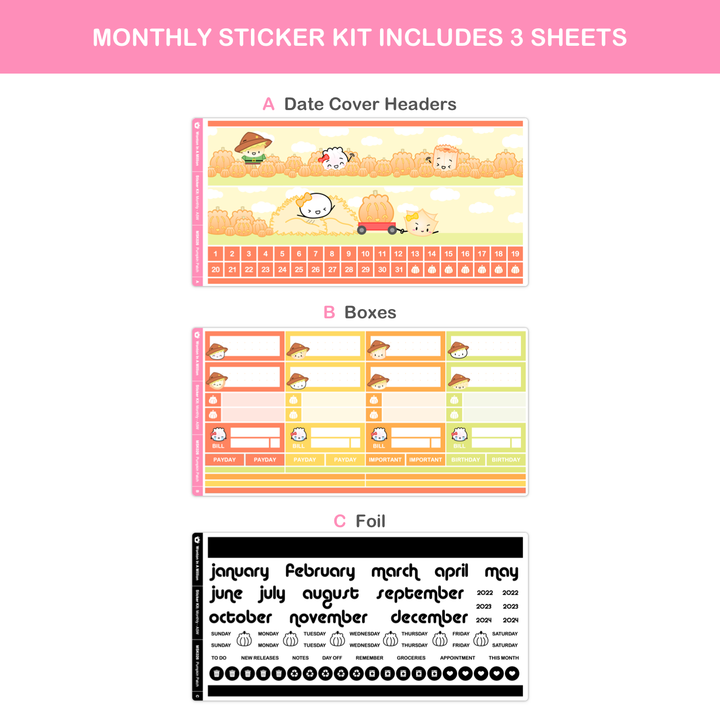 Pumpkin Patch Monthly Sticker Kit (A5W)