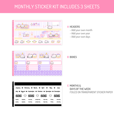 Pajama Party Monthly Sticker Kit (A5W)
