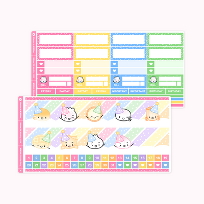 Birthday Party Monthly Sticker Kit (A5W)