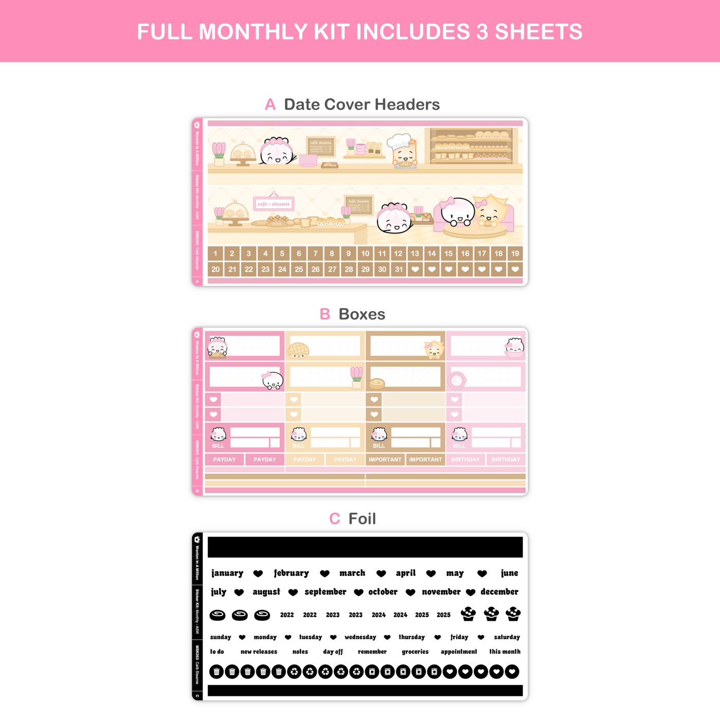 Cafe Steamie Monthly Sticker Kit (A5W)