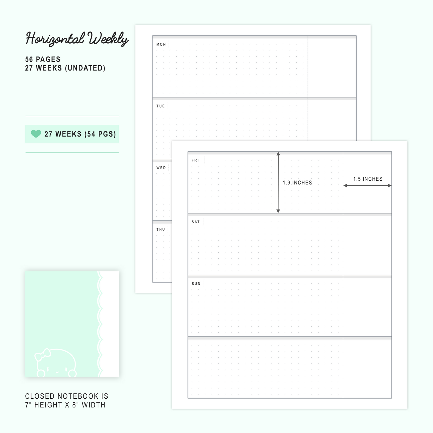 Undated Weekly Horizontal Planner (A5W)