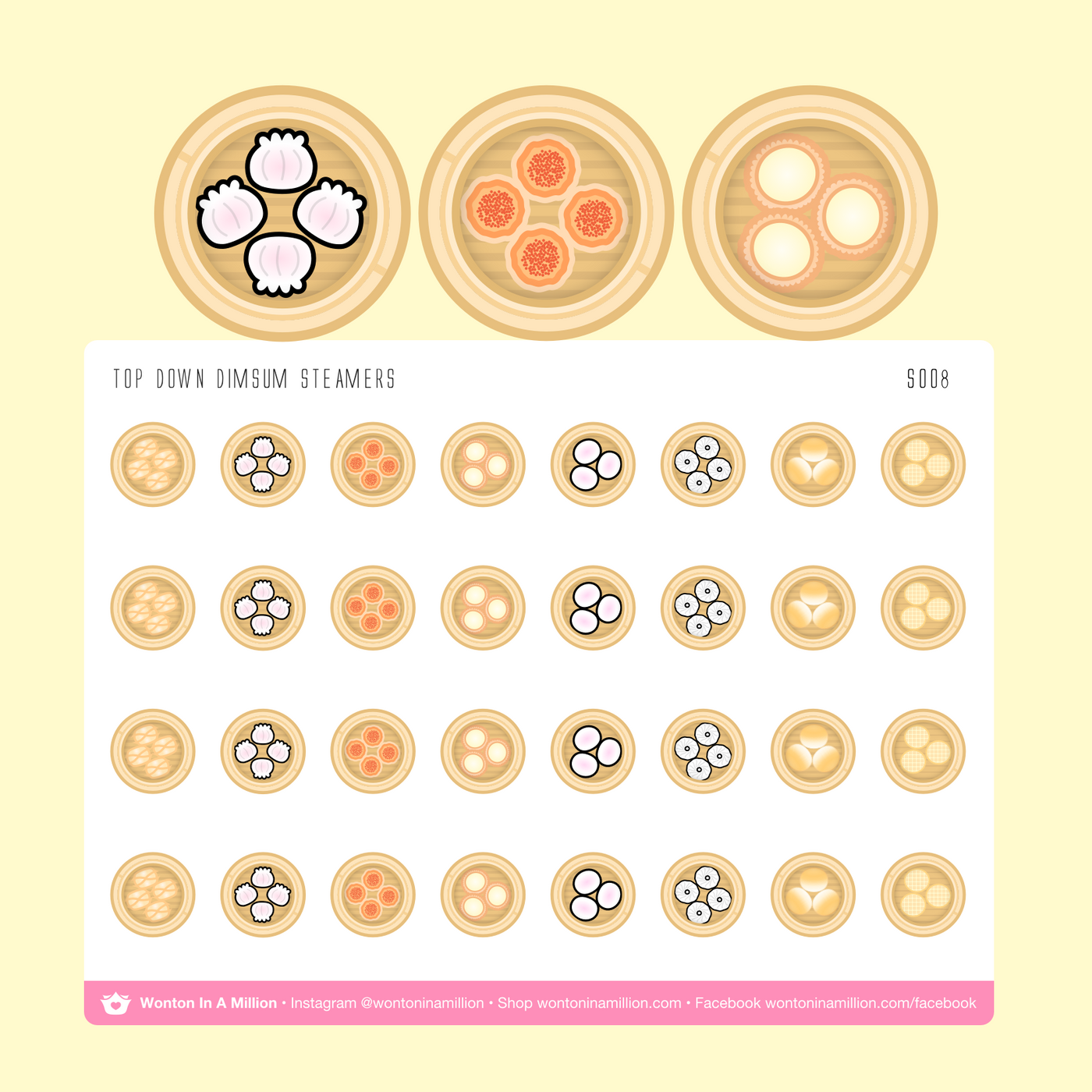 S008 | Top Down Dimsum Steamers Stickers