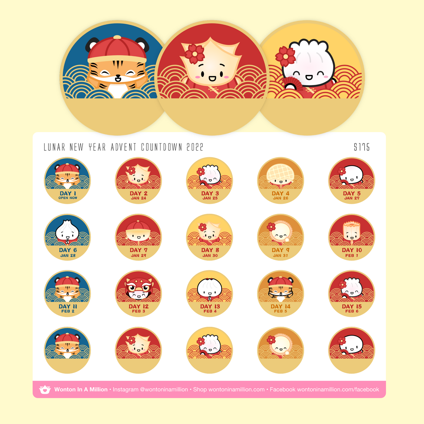 Lunar New Year Year Of The Tiger Advent Countdown Stickers