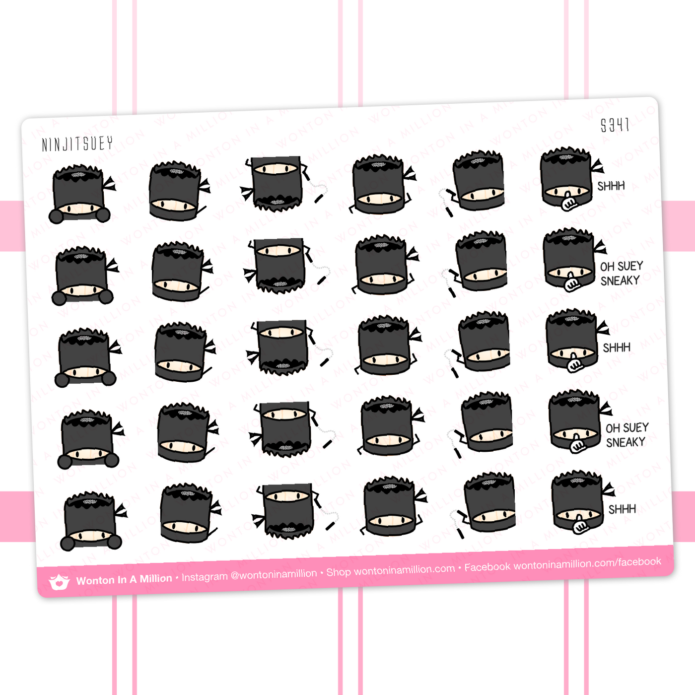 Peeking Ninja Suey Stickers
