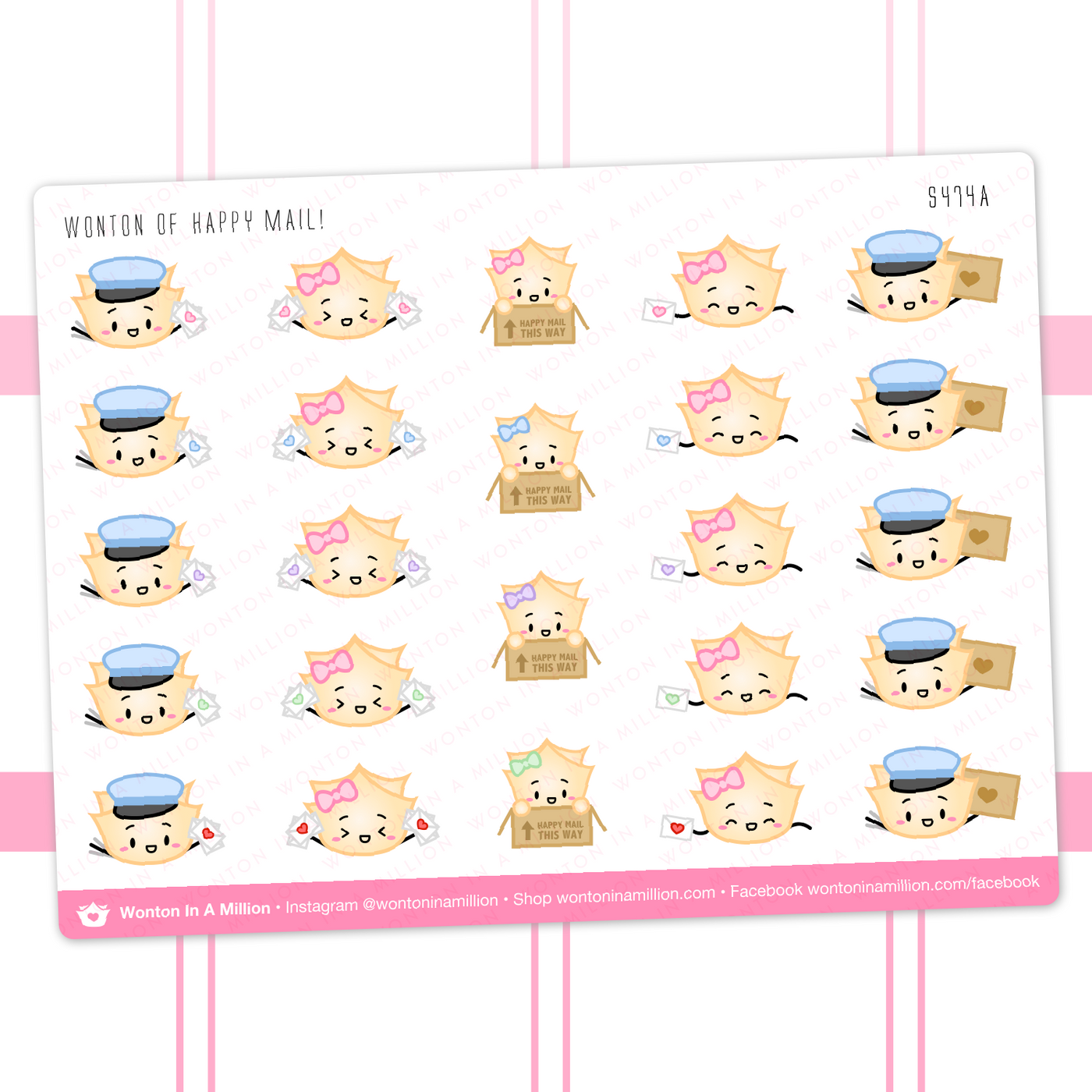 S474a | Happy Mail Delivered By Wonton Stickers