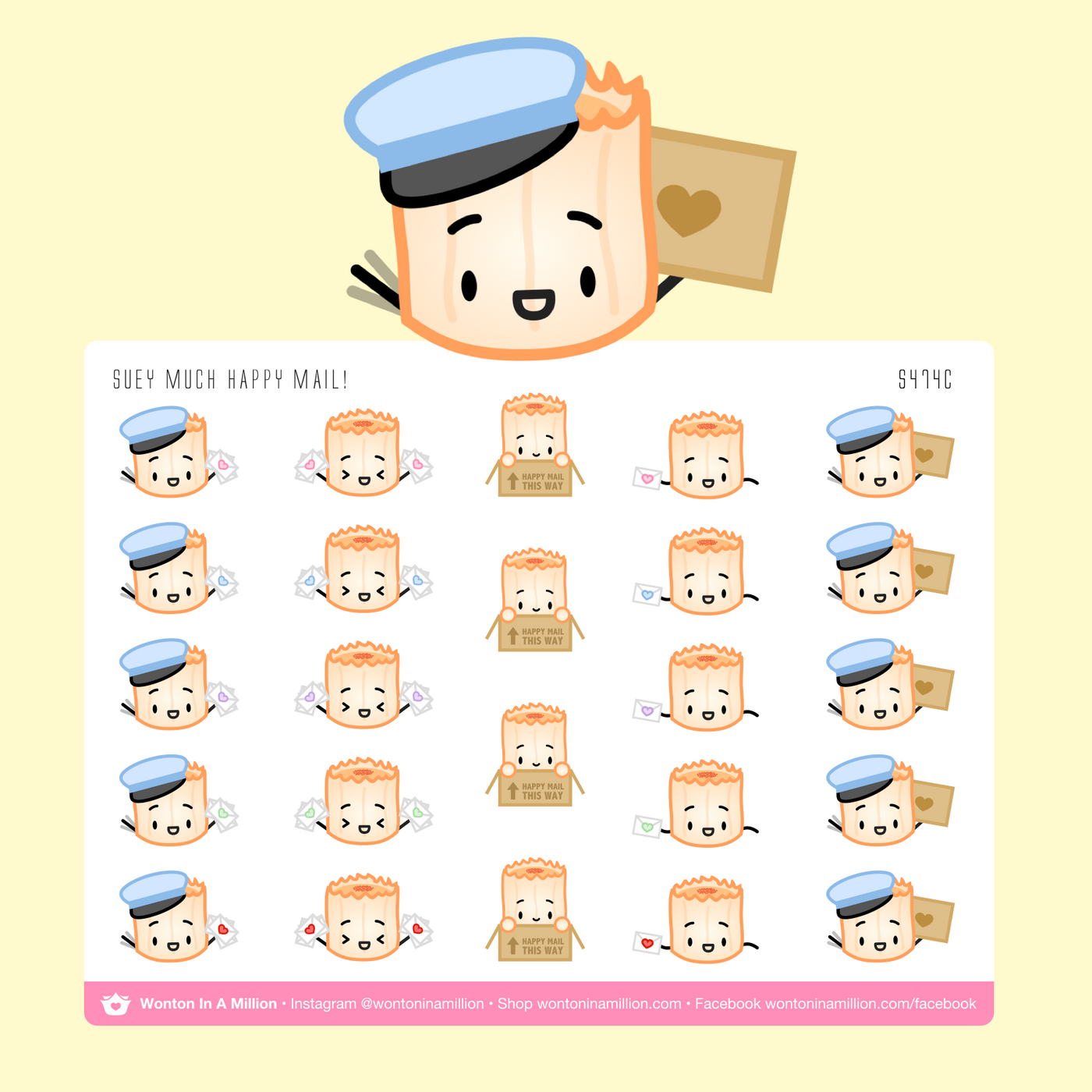 S474c | Happy Mail Delivered By Suey Siumai Stickers