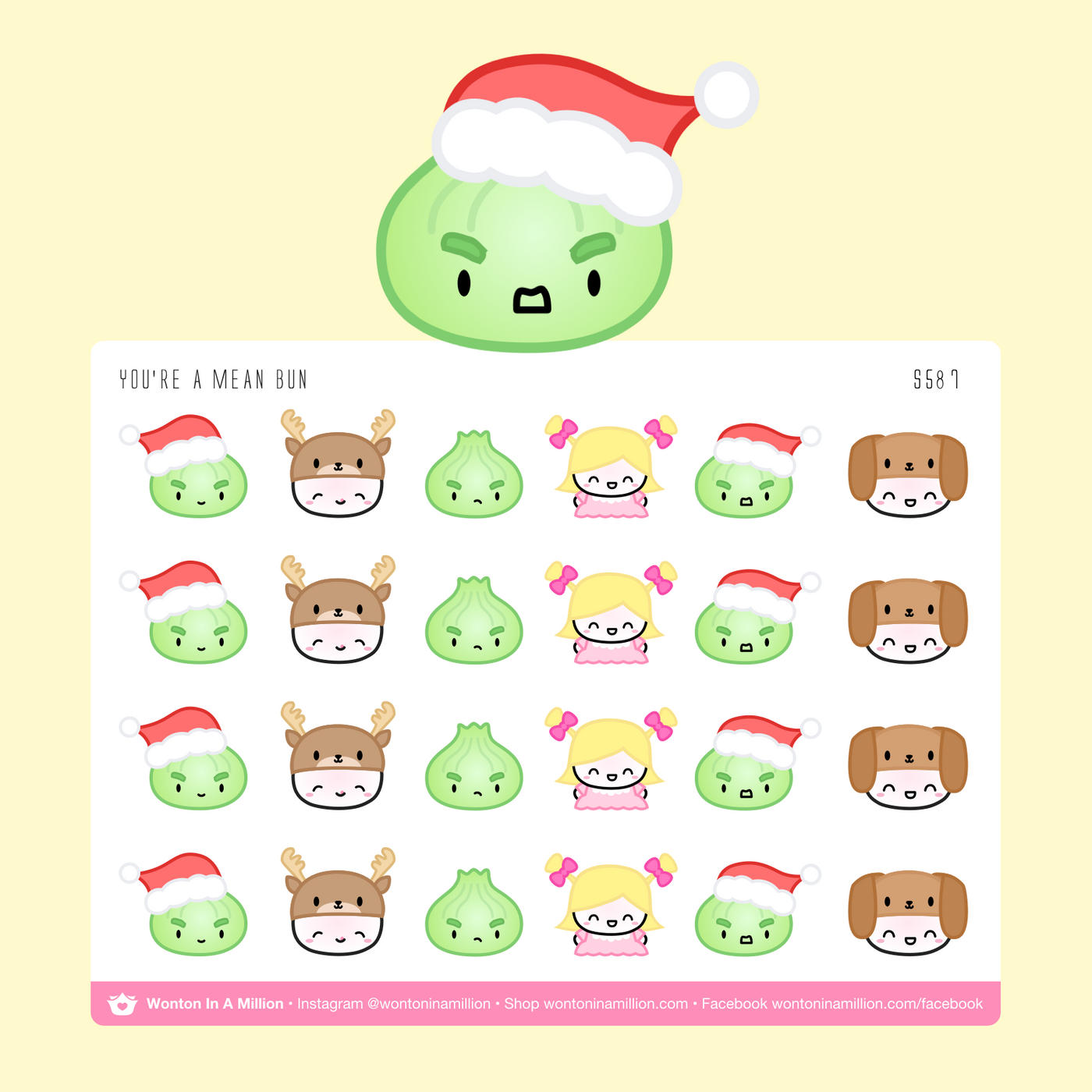 You're A Mean Bun Mr. Grinch Stickers