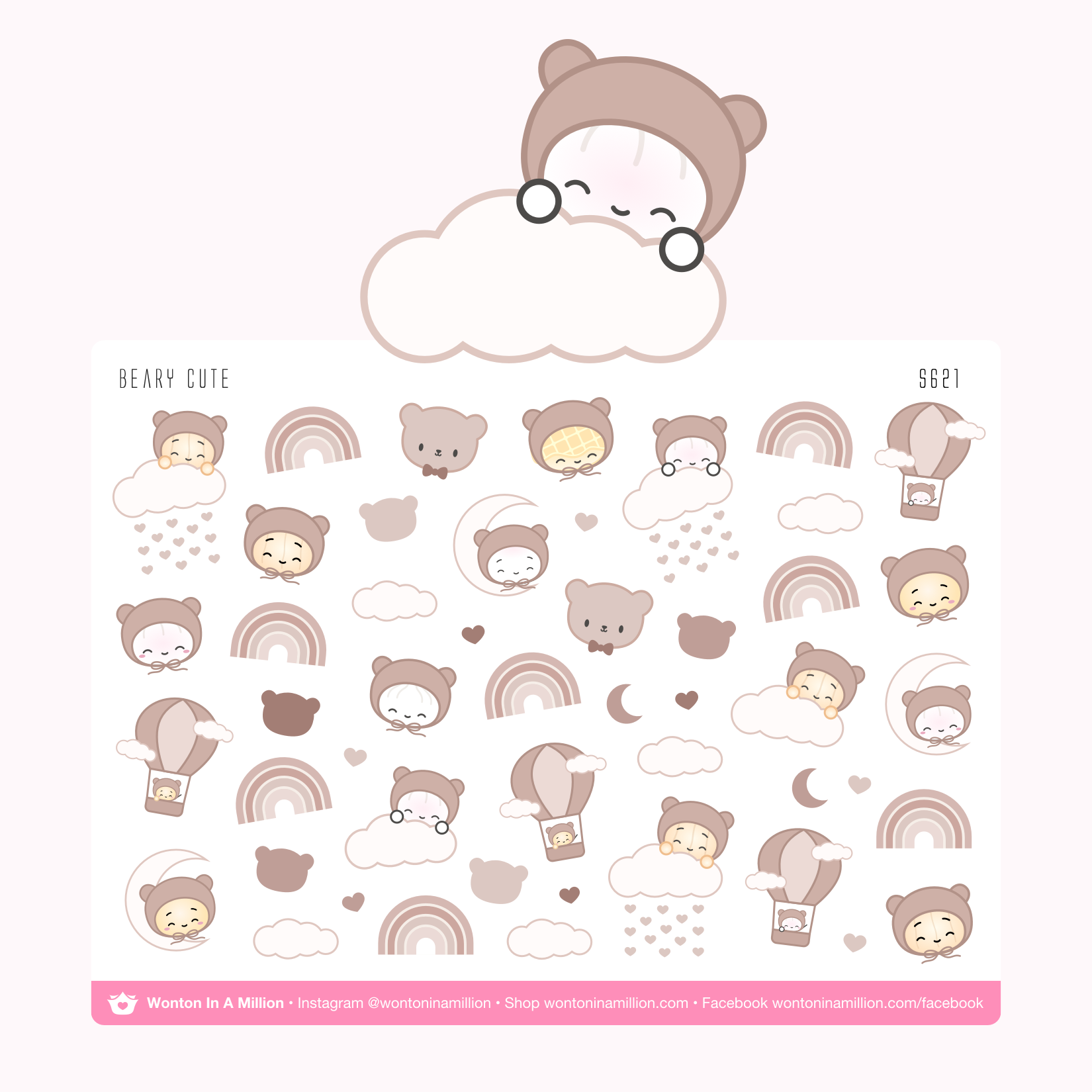 S621 | Beary Cute Stickers – Wonton In A Million