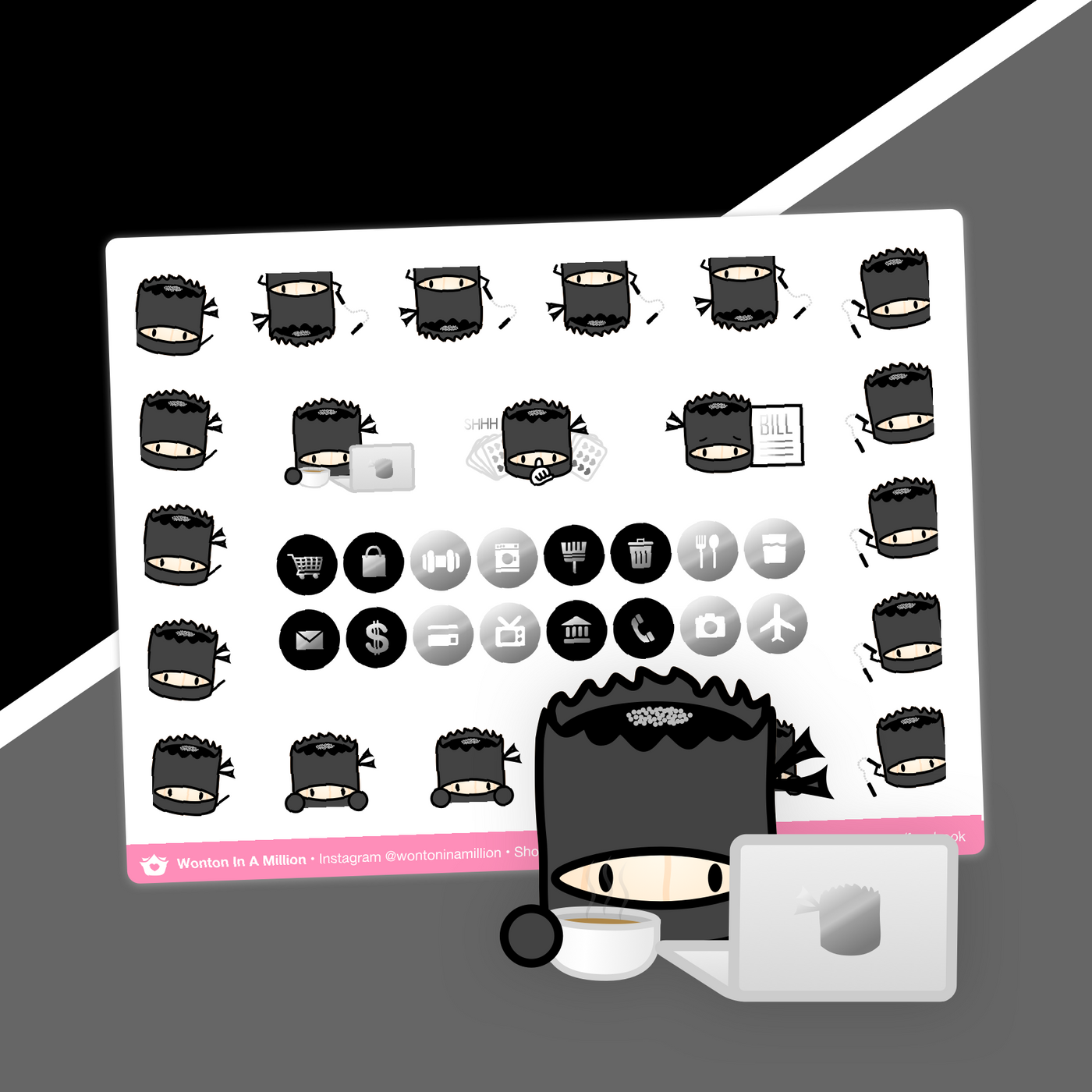 SK012b | Ninja Stickers - (B) Icons