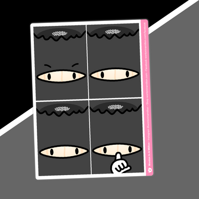 SK012e | Ninja Stickers - (E) Full Boxes - Jumbo Ninjas