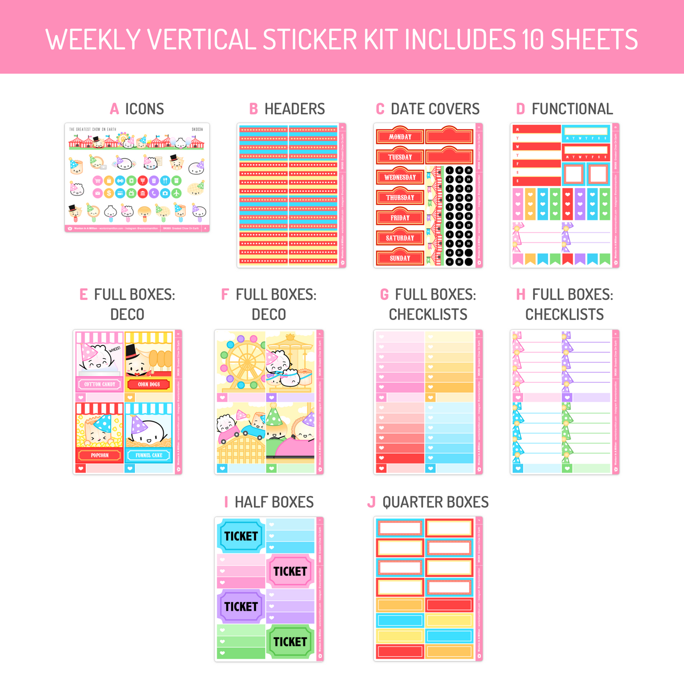 SK003 | Greatest Chow On Earth Weekly Sticker Kit (Standard Vertical)