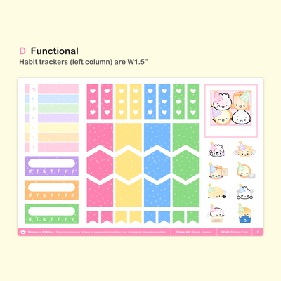 SK049 | Birthday Party Weekly Sticker Kit (Standard Vertical)