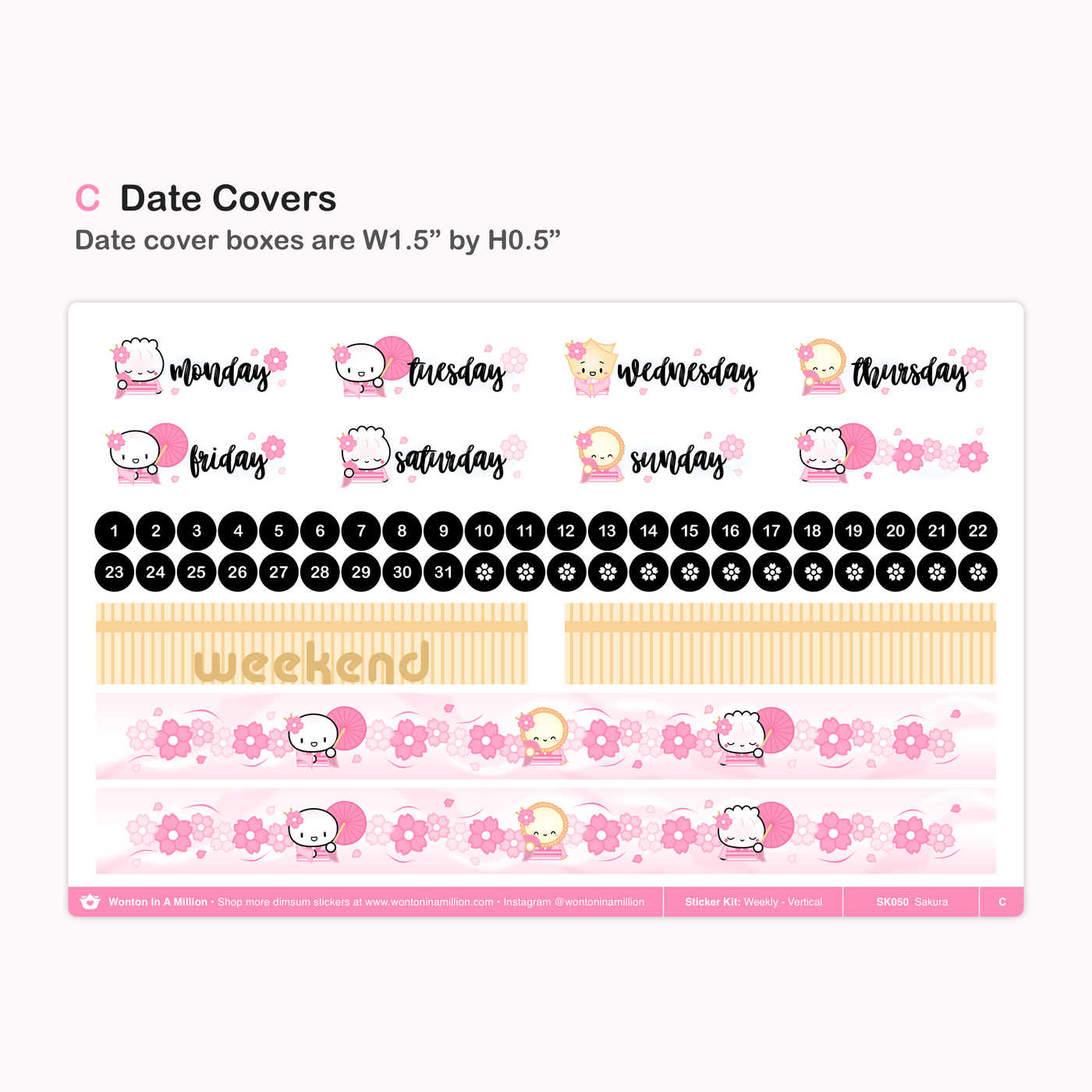 SK050 | Sakura Weekly Sticker Kit (Standard Vertical)