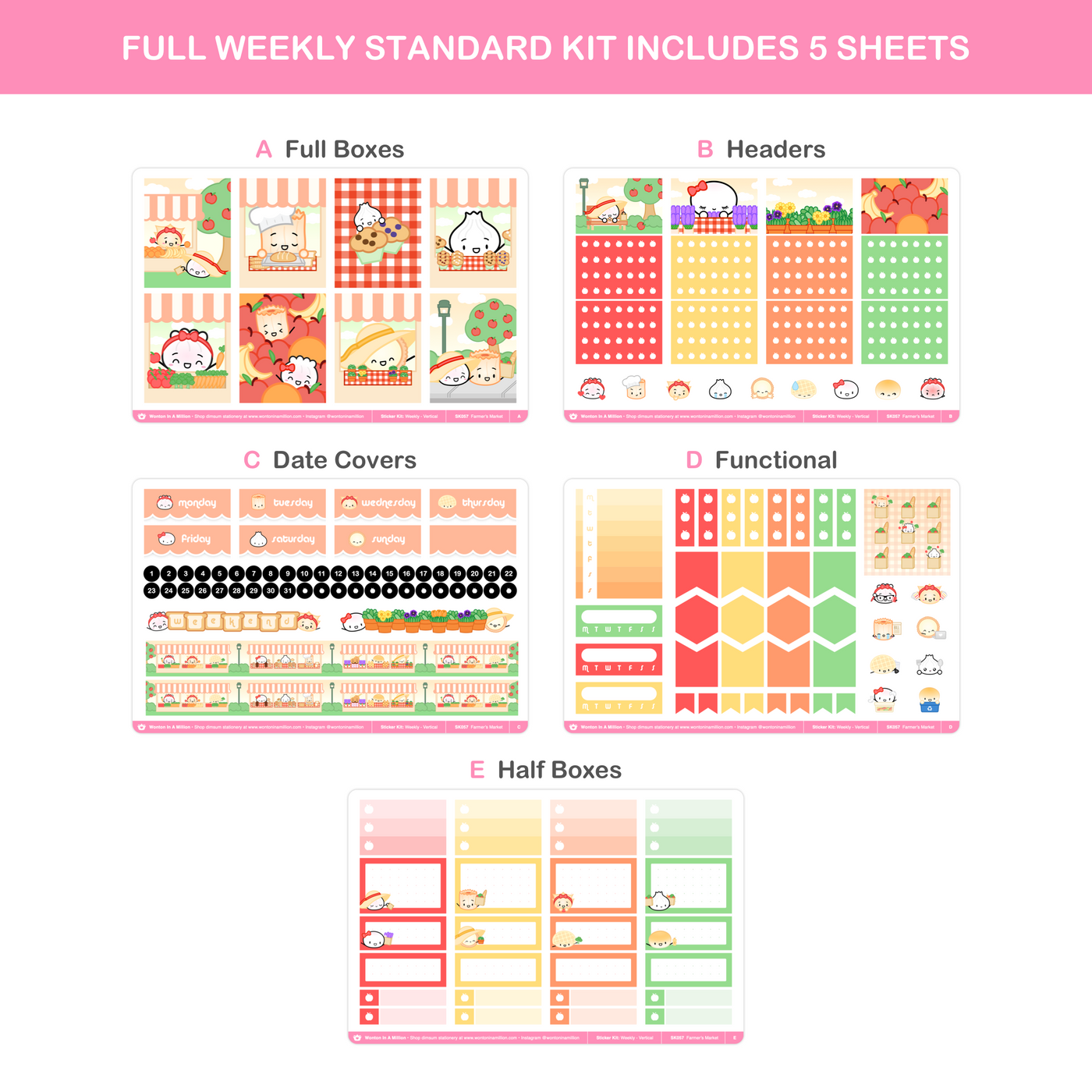 SK057 | Farmer's Market Weekly Sticker Kit (Standard Vertical)